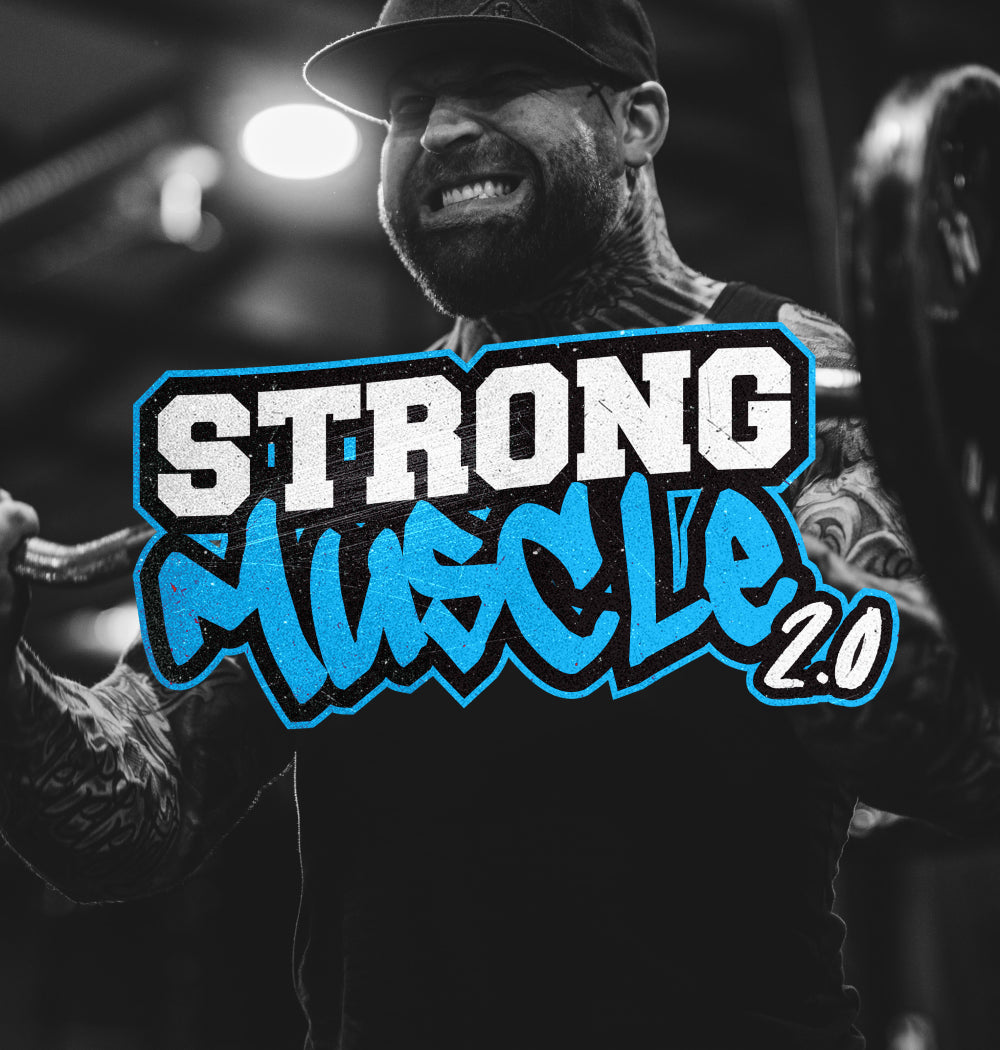 Mies tekee hauiskääntöä kuntosalilla – Strong Muscle 2.0 kehonrakennukseen suunniteltu treeniohjelma lihasmassan kasvattamiseen.